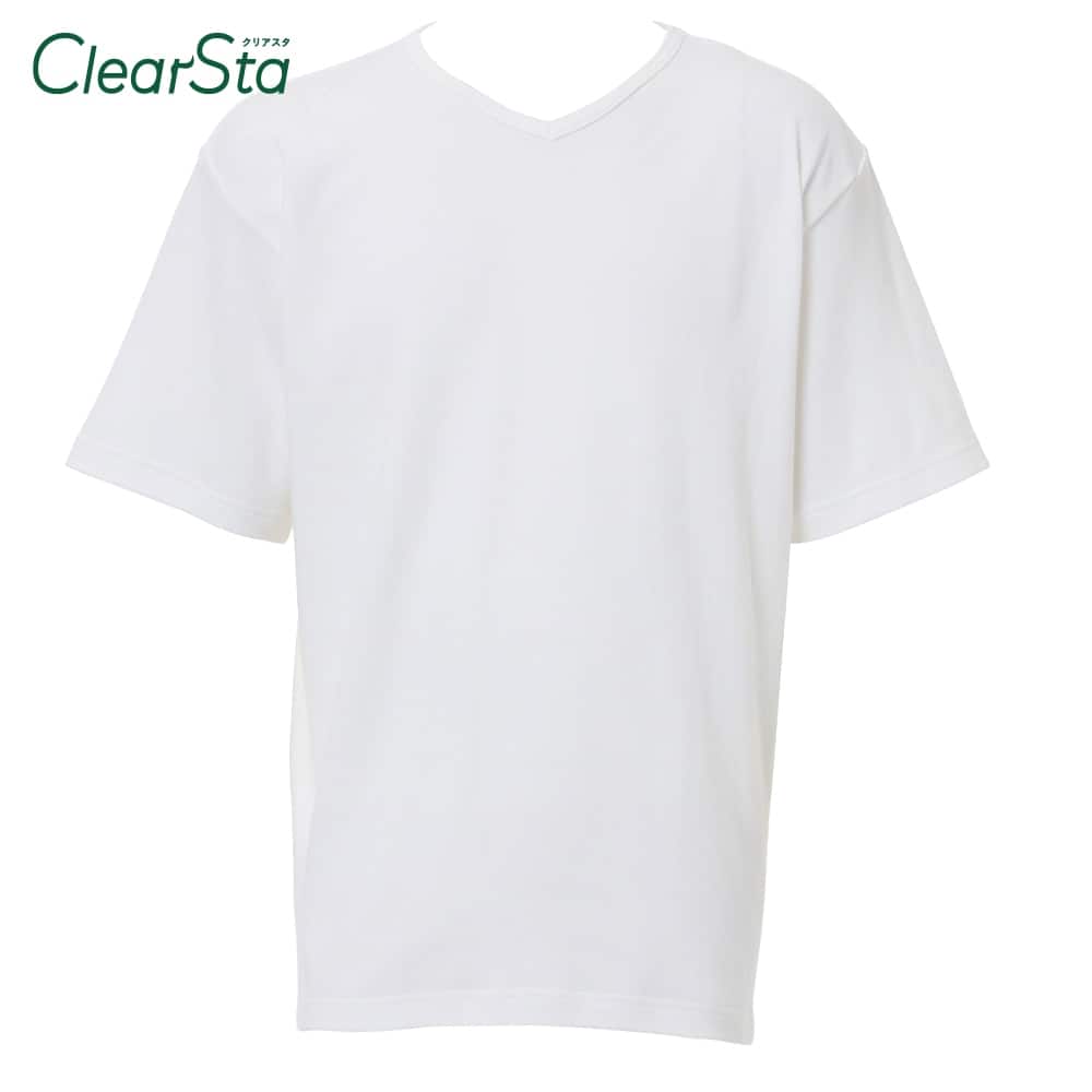 ＜GUNZE グンゼ＞ ClearSta（クリアスタ） 単品 5首半袖シャツ（メンズ） ホワイト M