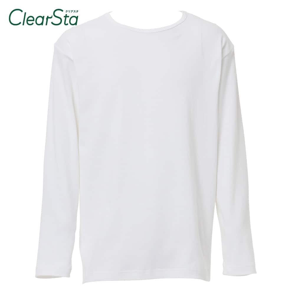 ＜GUNZE グンゼ＞ ClearSta（クリアスタ） 単品 丸首長袖シャツ（メンズ） ホワイト LL