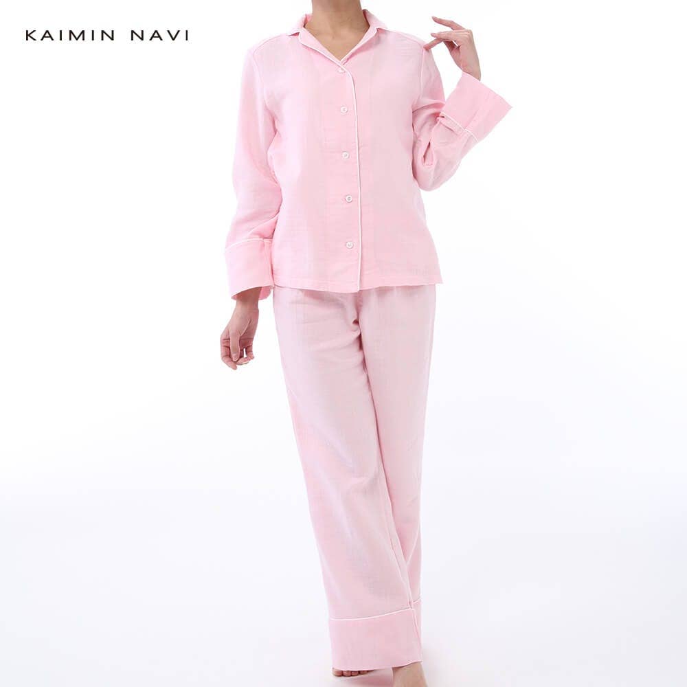 ＜GUNZE グンゼ＞ 10%OFF！KAIMIN NAVI(カイミンナビ) 【KAIMIN NAVI】パジャマ 長袖長パンツ（レディース）【送料無料】【SALE】 グレー L