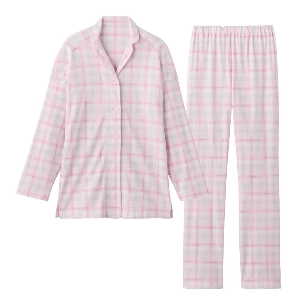 【快眠寝返り設計・綿100%】長袖長パンツ パジャマ【送料無料】 GL4505EC ピンク