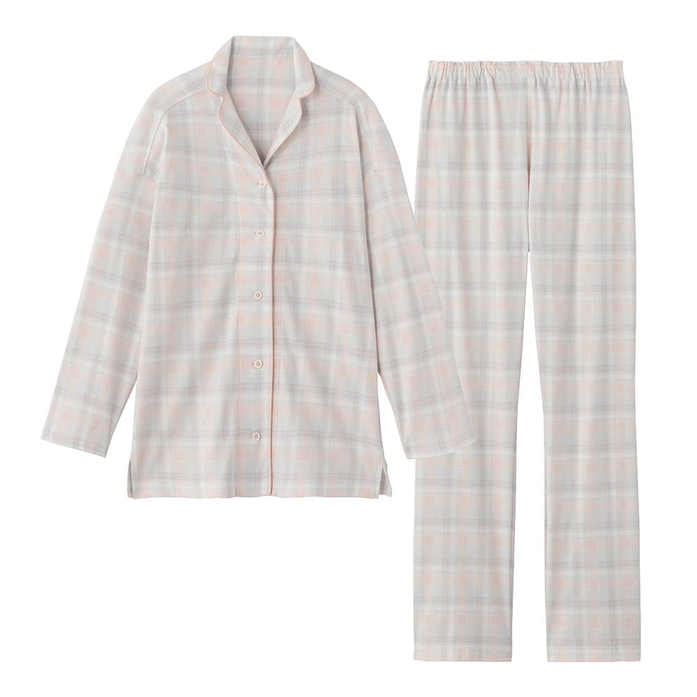 【快眠寝返り設計・綿100%】長袖長パンツ パジャマ【送料無料】 GL4505EC ペールオレンジ