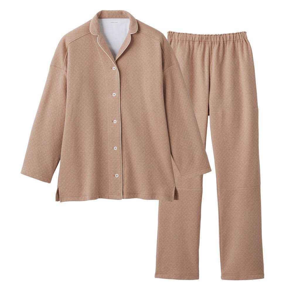調温素材使用パジャマ 長袖長パンツ【送料無料】【SALE】 GL4510 ライトブラウン