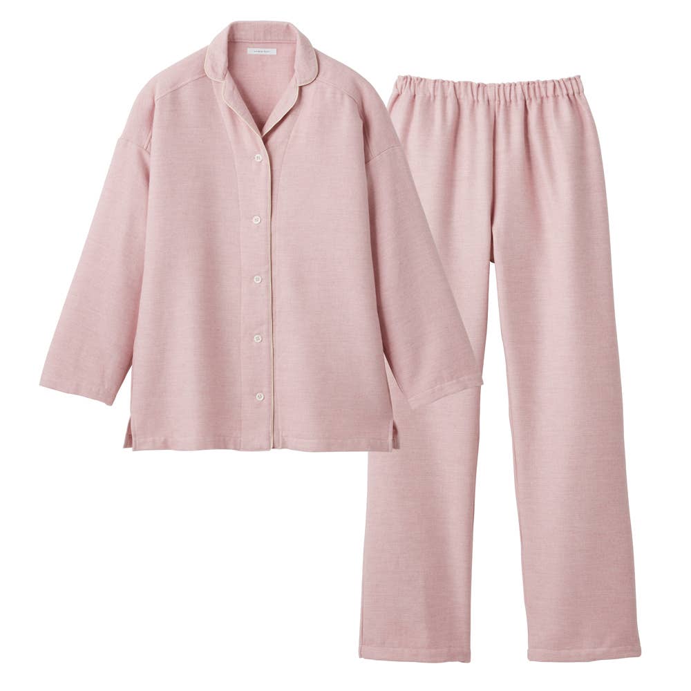 綿100％ ネル起毛 パジャマ 長袖長パンツ 【送料無料】 GL4523EC ローズピンク