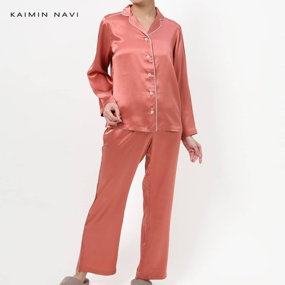 ＜GUNZE グンゼ＞ 10%OFF！KAIMIN NAVI(カイミンナビ) 【KAIMIN NAVI】パジャマ 長袖長パンツ（レディース）【送料無料】【SALE】 グレー L