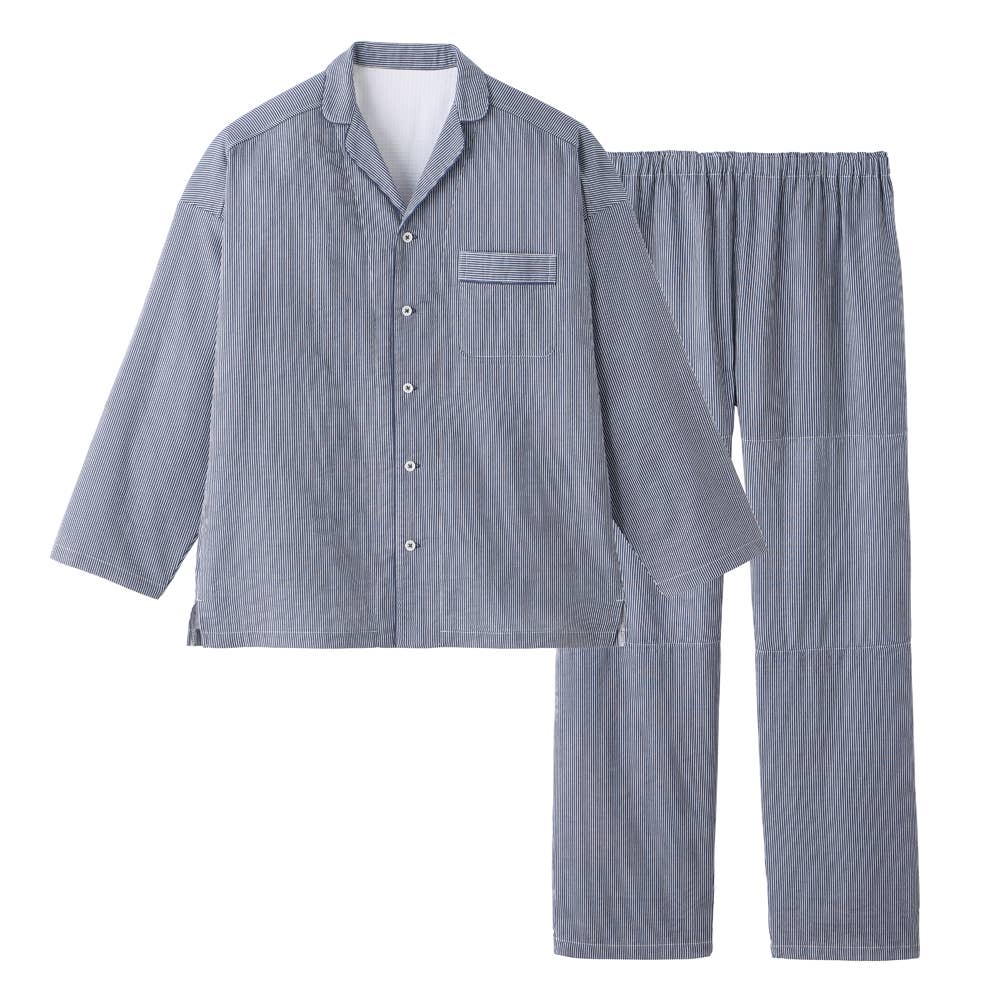 調温素材 使用 パジャマ 長袖長パンツ【送料無料】【SALE】 GM2005 ネービーブルー