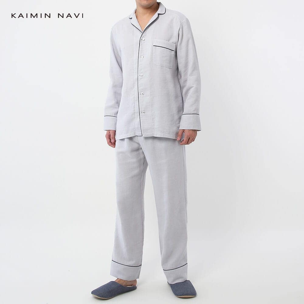 ＜GUNZE グンゼ＞ 20%OFF！KAIMIN NAVI(カイミンナビ) 【KAIMIN NAVI】パジャマ 長袖長パンツ（メンズ）【送料無料】【SALE】 ペパーミント M