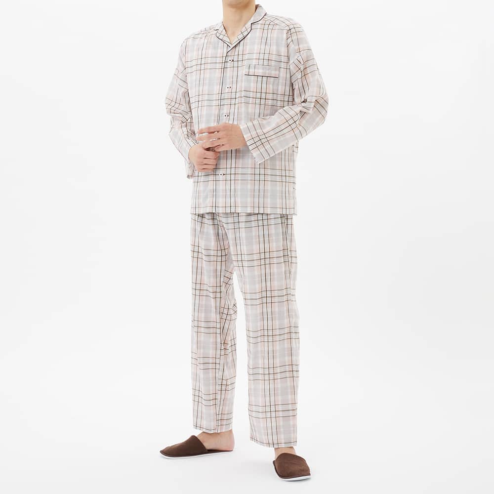 綿100％ 楊柳素材 】 パジャマ 長袖長パンツ【送料無料】【SALE】 GM2073 :メンズ パジャマ ・ルームウェア
