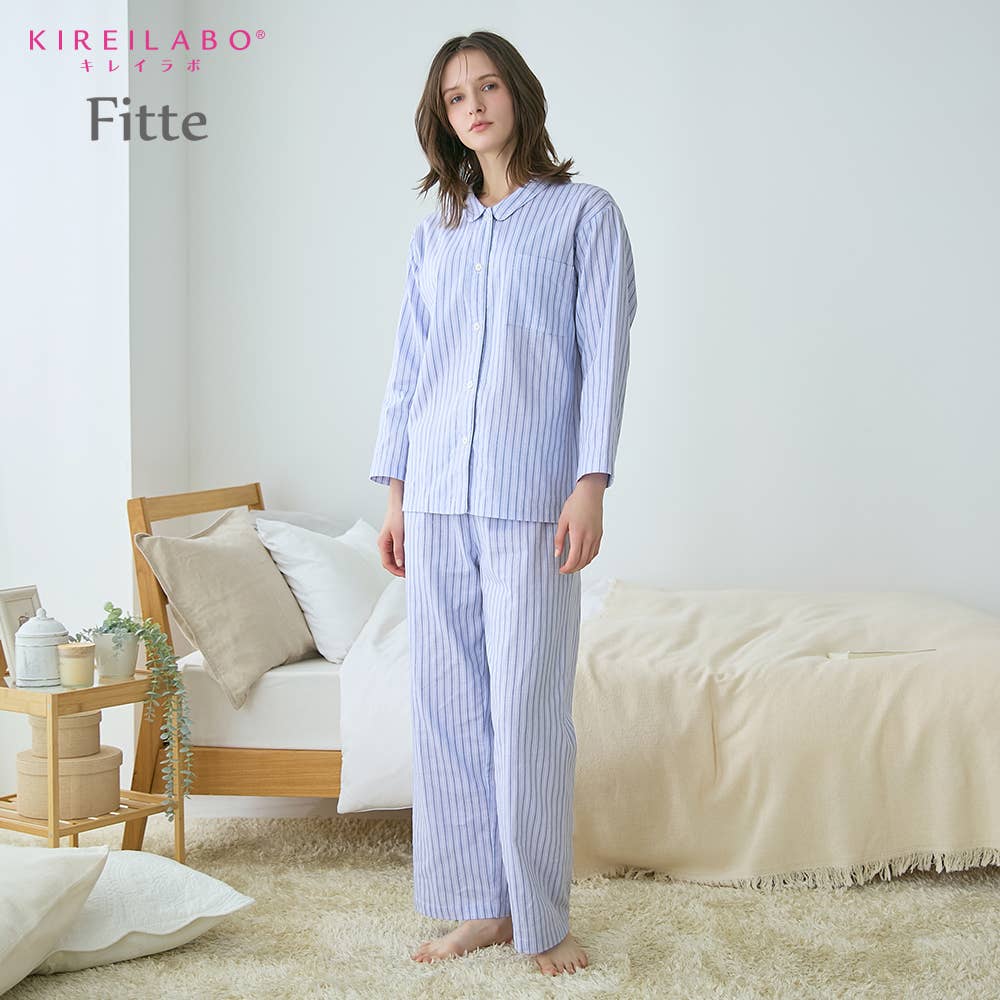 【Fitte（綿100%）】 ダブルガーゼ 長袖長パンツ パジャマ