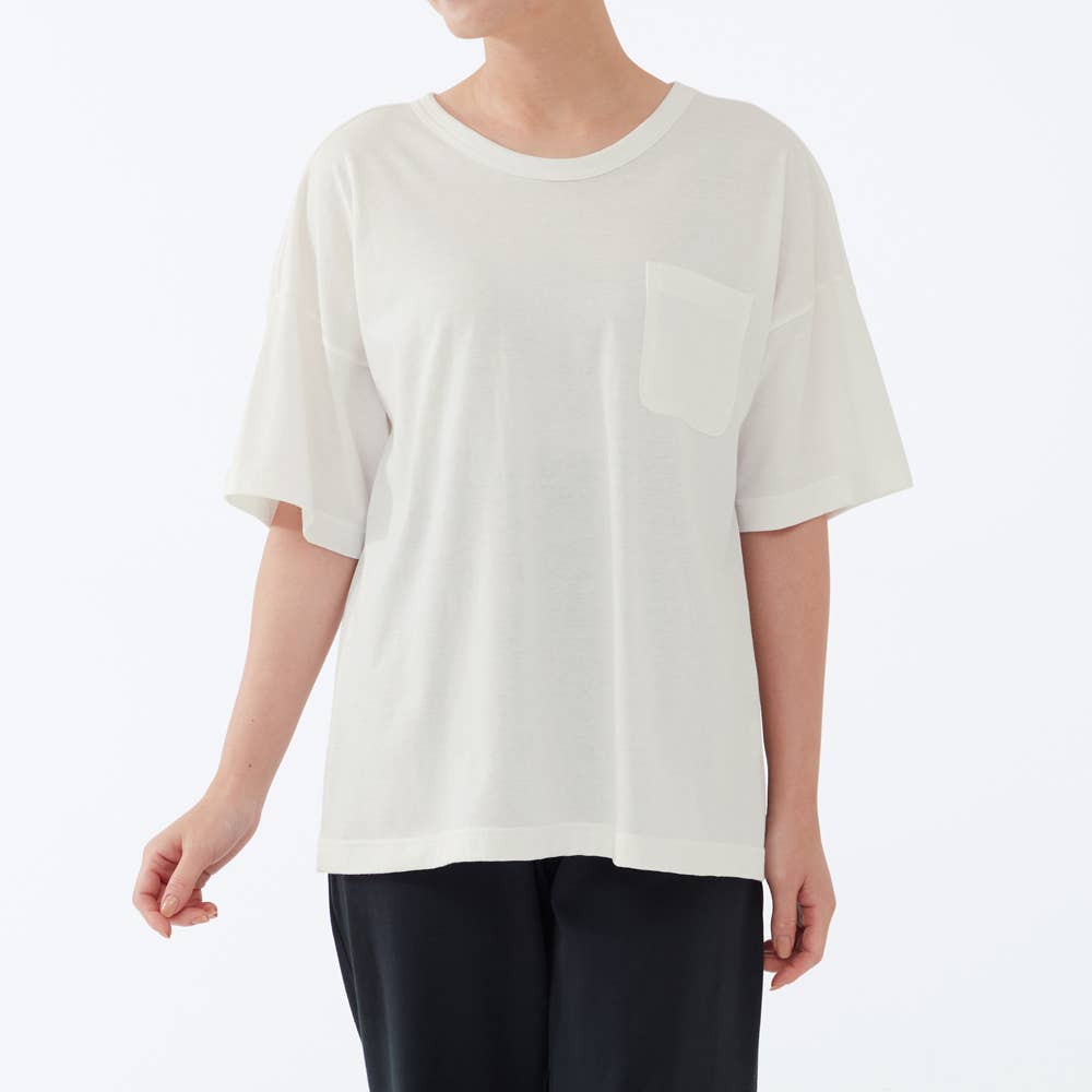 【寝るＴ】ドロップショルダータイプ　単品 5分袖 KO1012 ホワイト