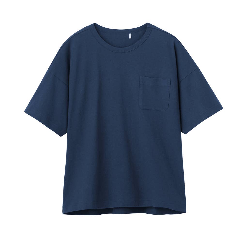 【寝るＴ】ドロップショルダータイプ　単品 5分袖 KO1012 ネービーブルー