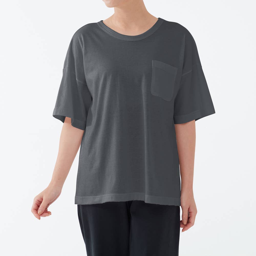 【寝るＴ】ドロップショルダータイプ　単品 5分袖 KO1012 チャコールグレー