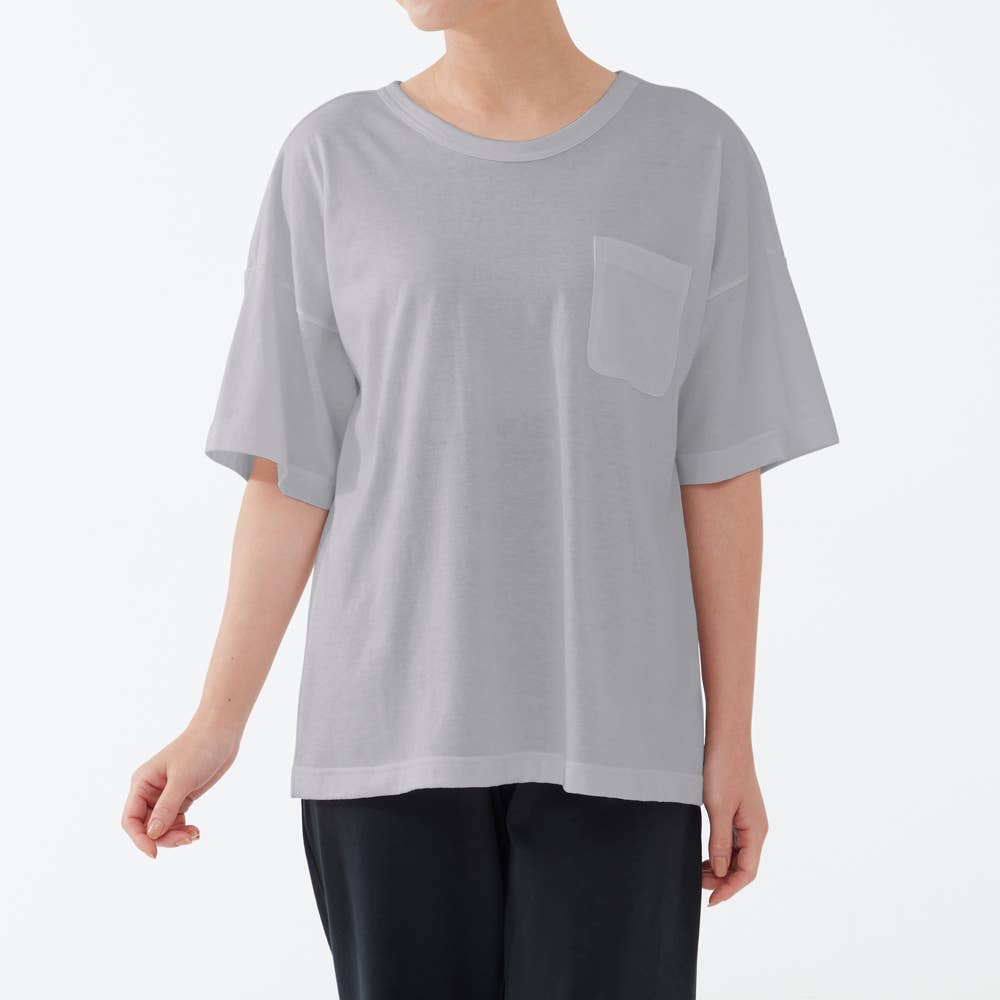 【寝るＴ】ドロップショルダータイプ　単品 5分袖 KO1012 ライトグレー