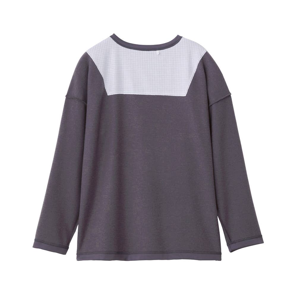 【綿混】寝返りしやすいドロップショルダー 長袖 裏起毛 Tシャツ KO4506 E3