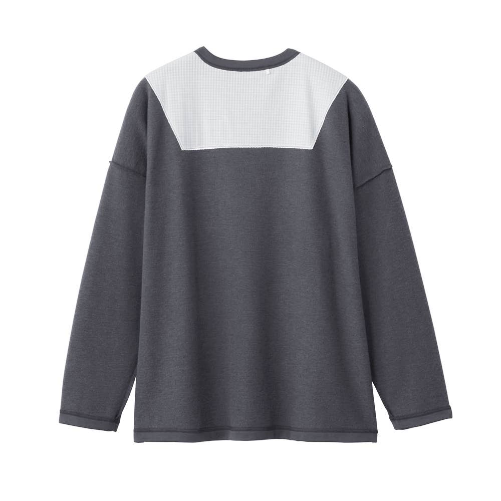 【綿混】寝返りしやすいドロップショルダー 長袖 裏起毛 Tシャツ KV4006 E4