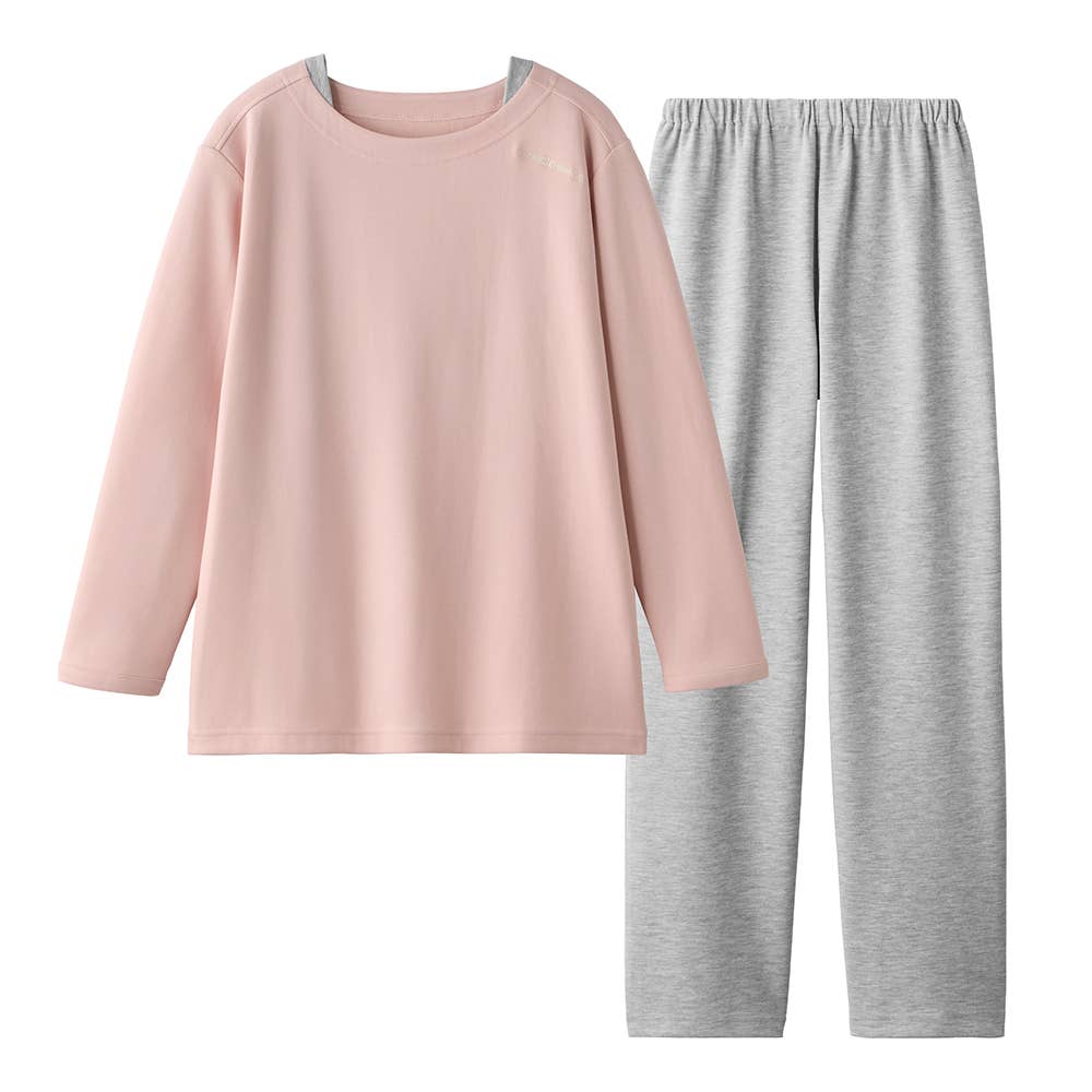 【綿混】ダンボールニット 長袖長パンツ ルームウェア MF6025 ピンク
