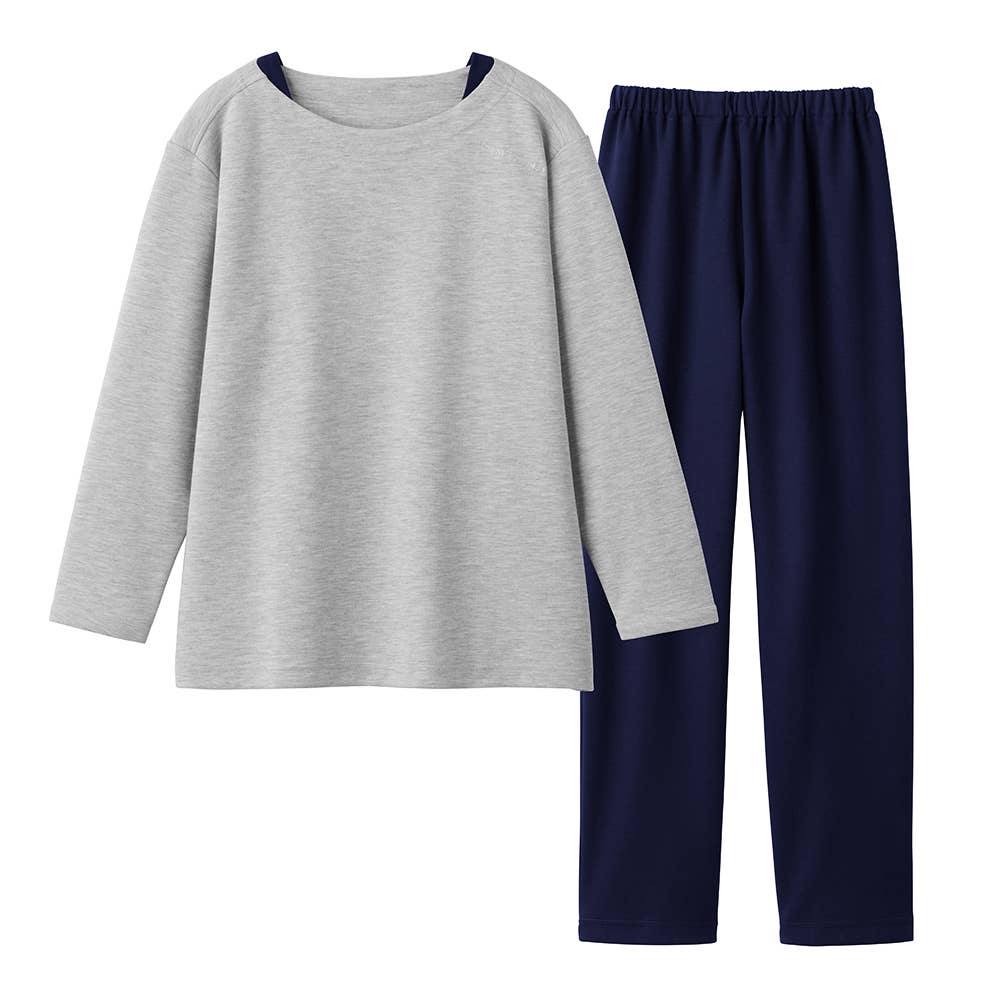 【綿混】ダンボールニット 長袖長パンツ ルームウェア MF6025 グレー