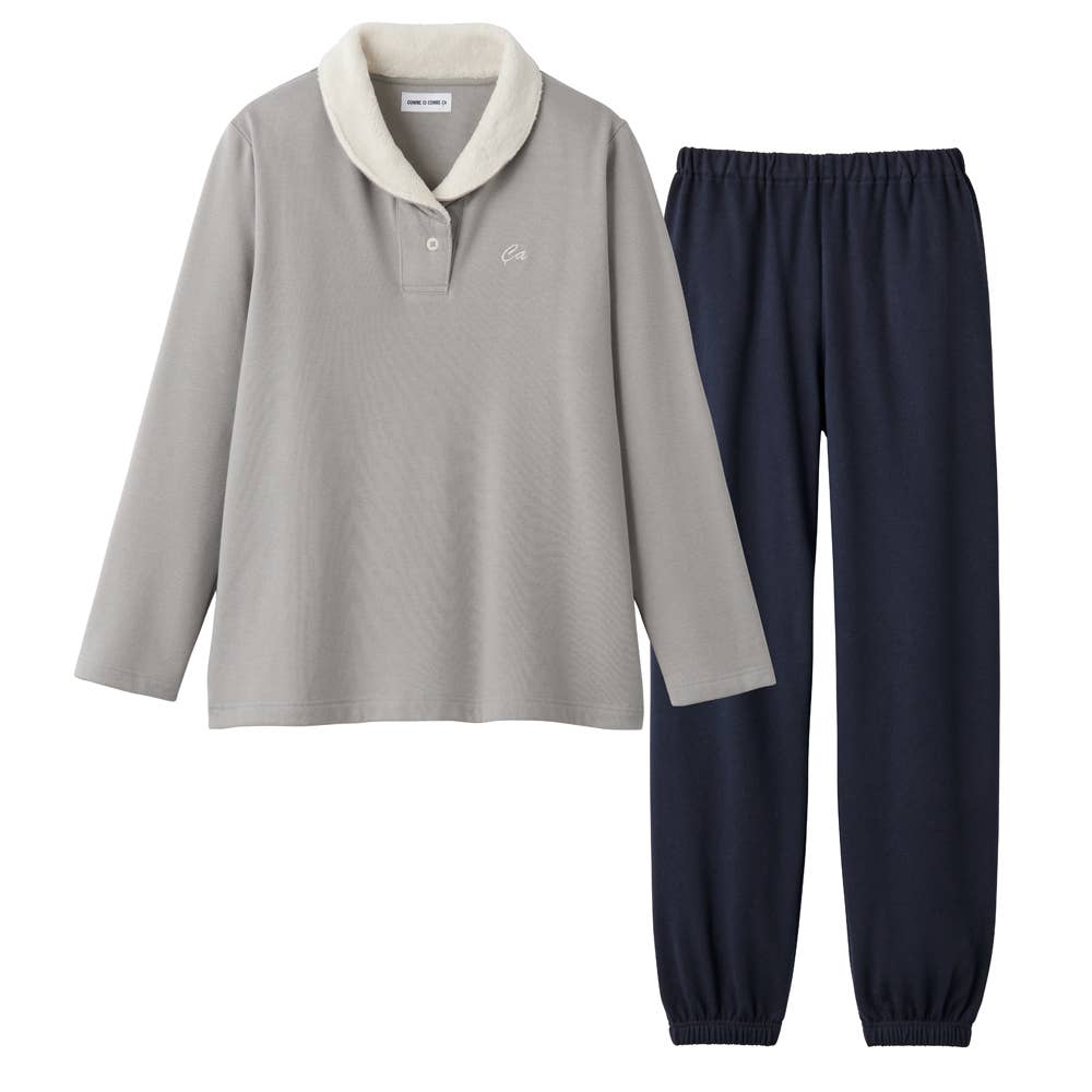 綿混 裏毛起毛 ルームウェア 長袖長パンツ MF6053 ライトグレー