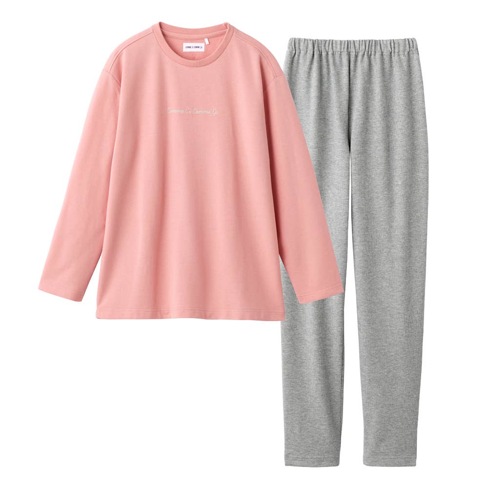 【 綿100％ ミニ裏毛 】 ルームウェア 長袖長パンツ MF8203 サーモンピンク