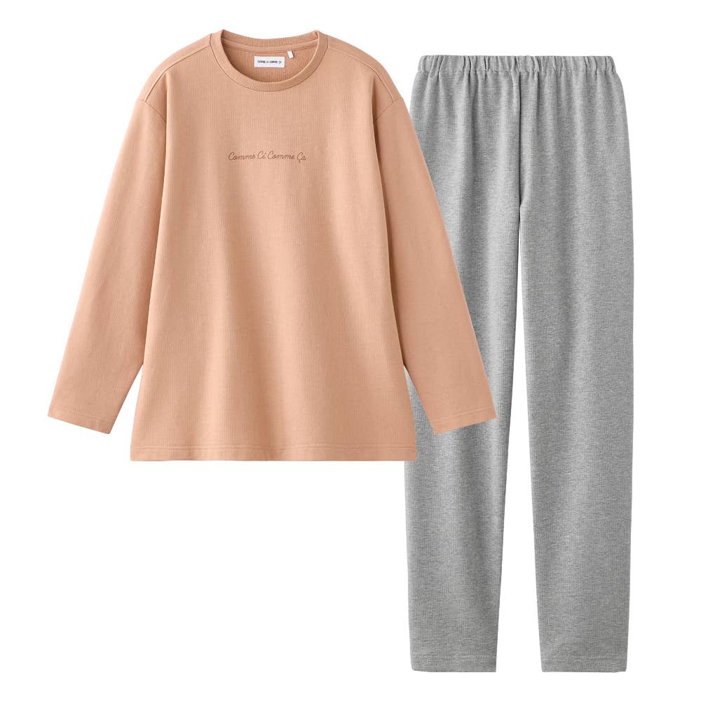 【 綿100％ ミニ裏毛 】 ルームウェア 長袖長パンツ MF8203 フレッシュベージュ