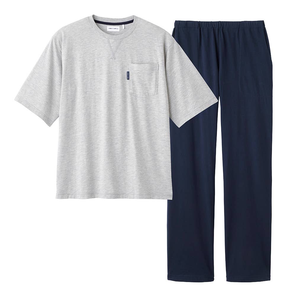 綿混  天竺素材 ルームウェア ５分袖長パンツ【SALE】 MH7715 グレー