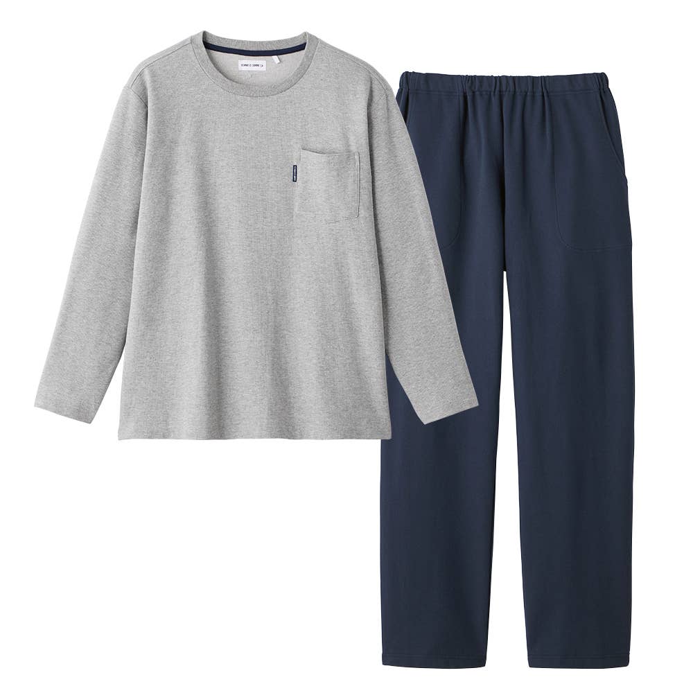綿100％ ミニ裏毛  ルームウェア 長袖長パンツ MH8705 グレー