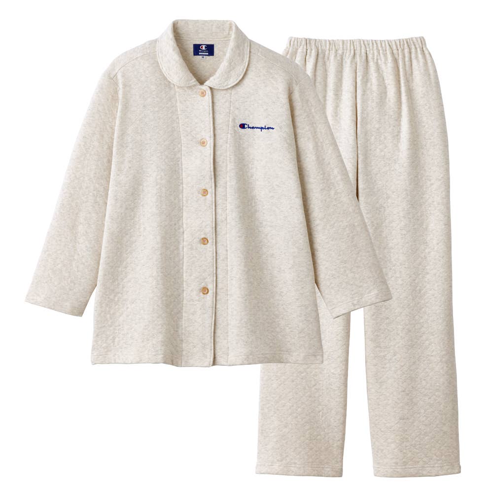 表裏綿100％ ベーシックテイストのパジャマ 長袖長パンツ【送料無料】 OD8874 アイボリー