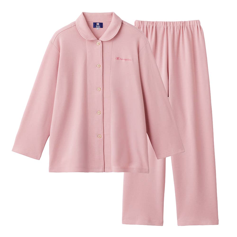 【綿混】ダンボールニット 長袖長パンツ パジャマ OD8905 サーモンピンク