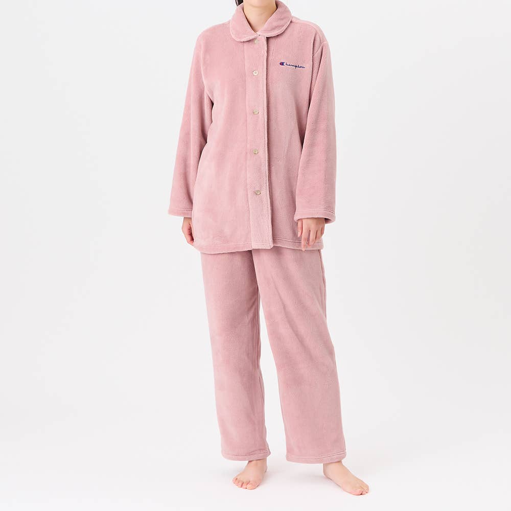 【ボア】長袖長パンツ ロゴルームウェア OD8915 サーモンピンク