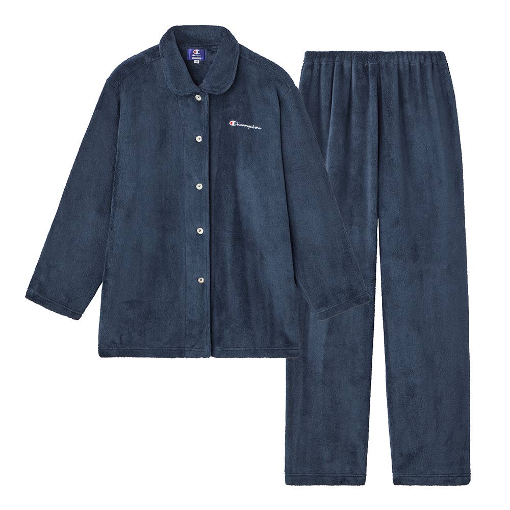 【ボア】長袖長パンツ ロゴルームウェア OD8915 ネービーブルー