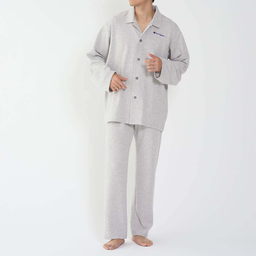 【綿混】ダンボールニット 長袖長パンツ パジャマ OJ8715 グレー