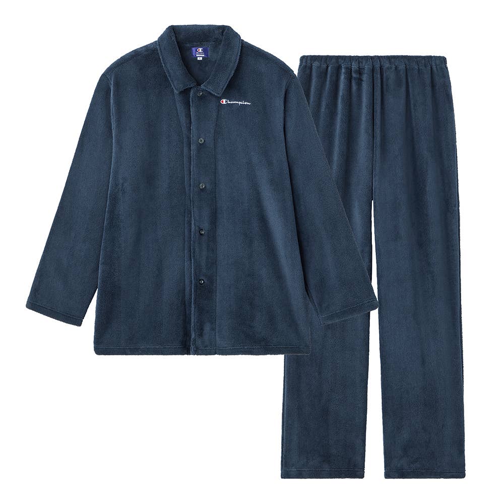 【ボア】長袖長パンツ ロゴルームウェア OJ8725 ネービーブルー