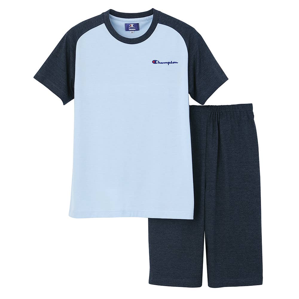【 綿混 天竺 】 KIDS ルームウェア 半袖半パンツ【SALE】 OK5013 サックス