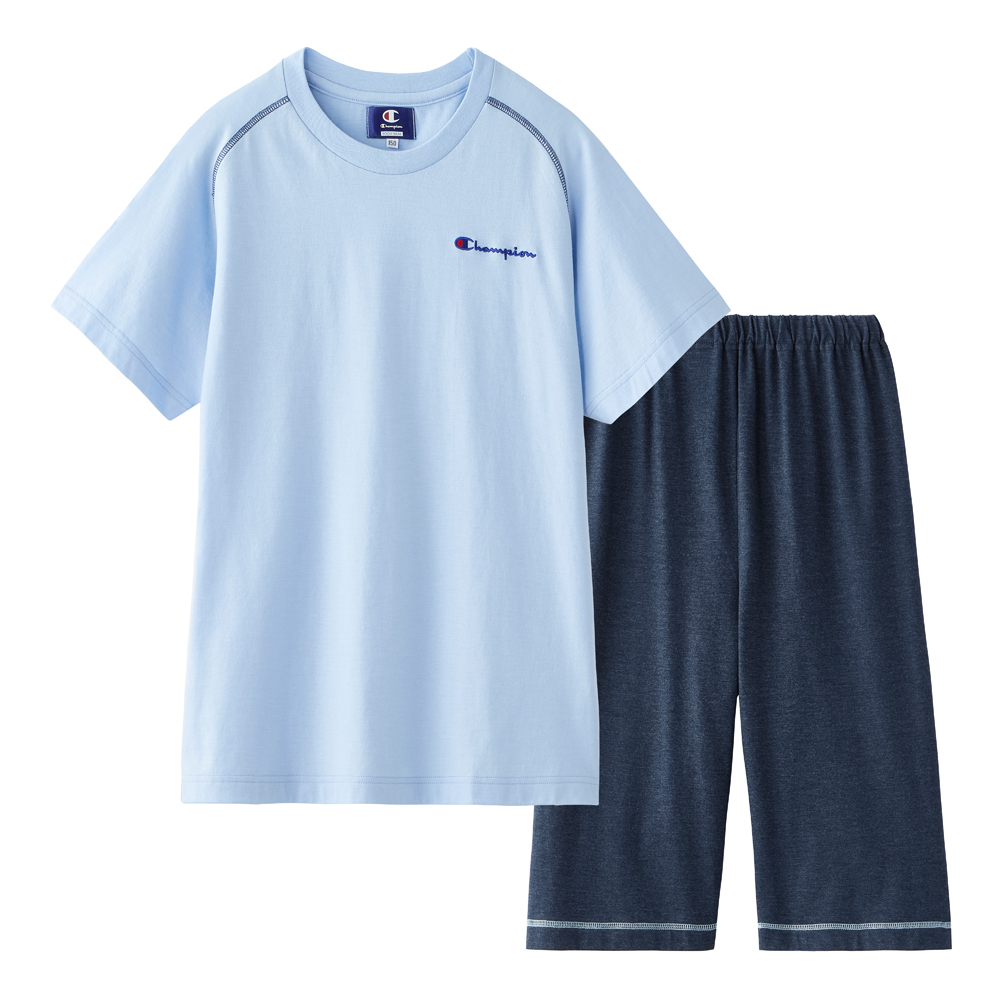 【Champion・綿混】子供 ルームウェア 半袖半パンツ OK5016 サックス