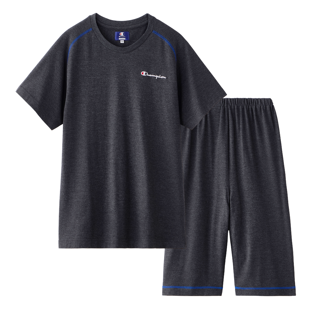 【Champion・綿混】子供 ルームウェア 半袖半パンツ OK5016 ブラック