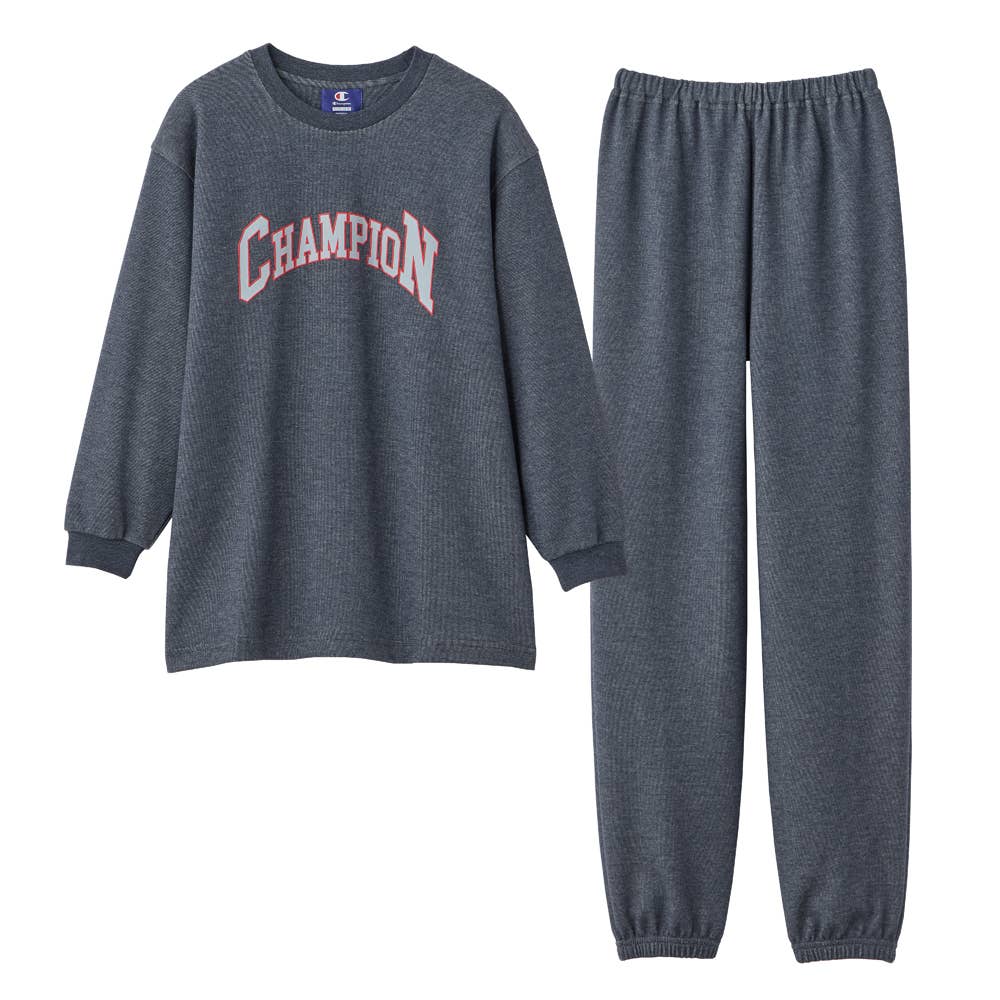 【綿混】ダンボールニット 長袖長パンツ BIGロゴルームウェア OK8005 ネービーブルー