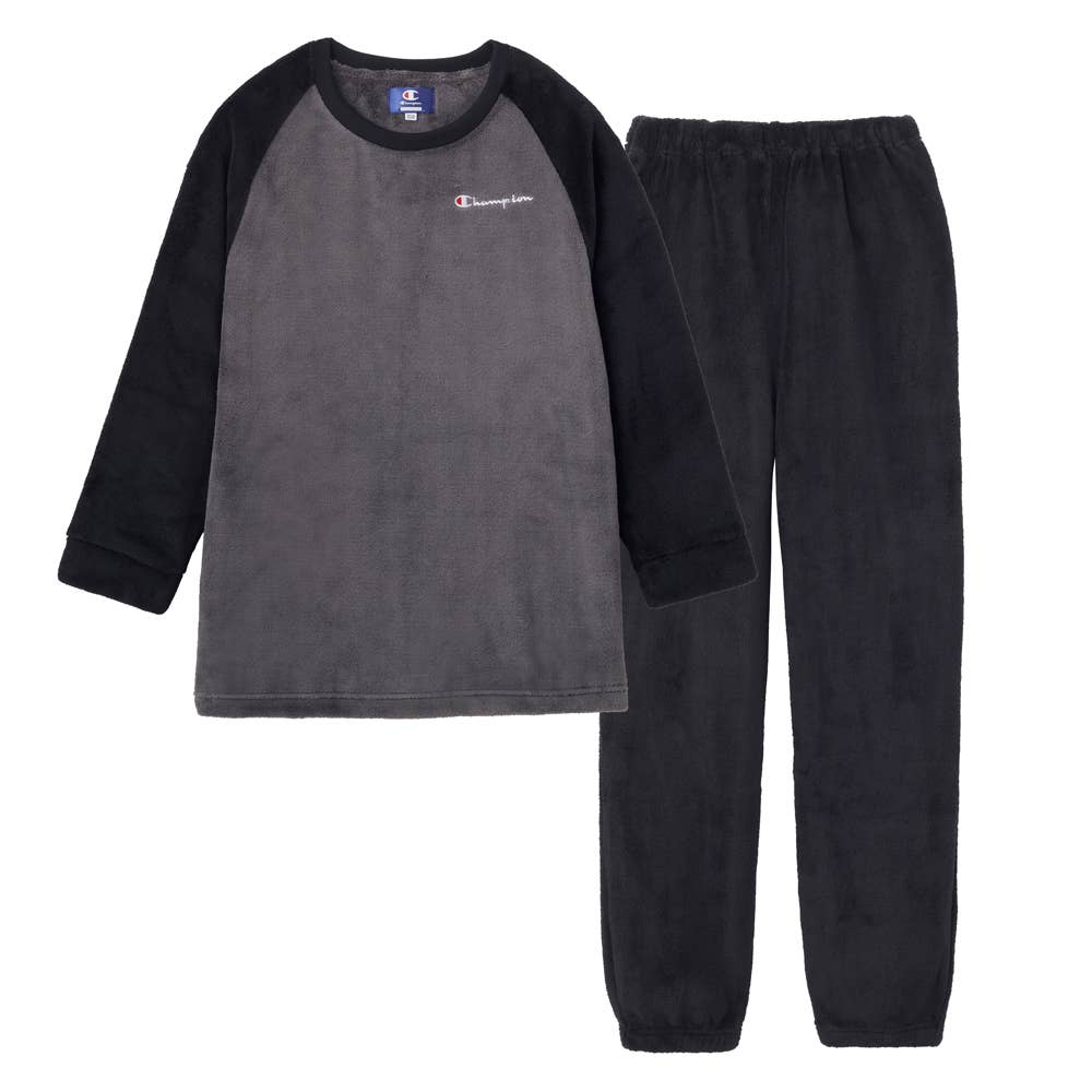 ボア ルームウェア 長袖長パンツ 子供用 OK8013 チャコールグレー