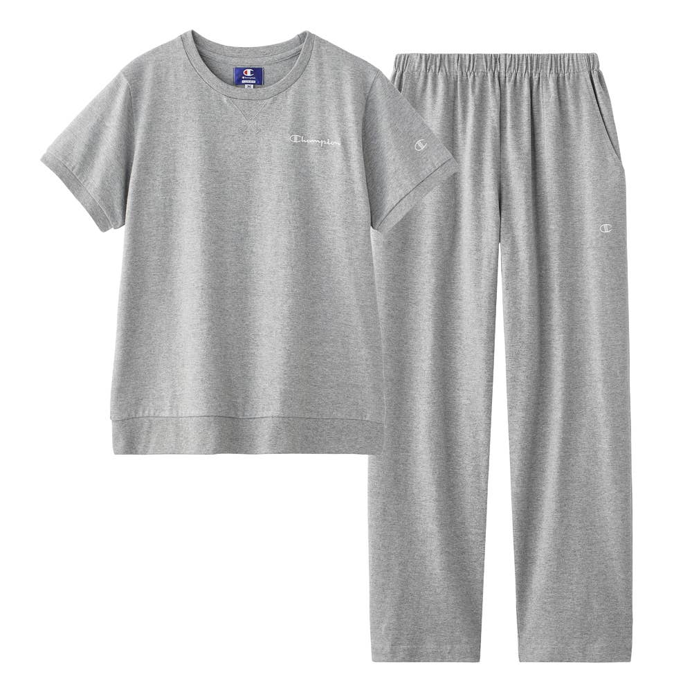 【Champion・綿100%】ルームウェア 半袖長パンツ OL3206 グレー