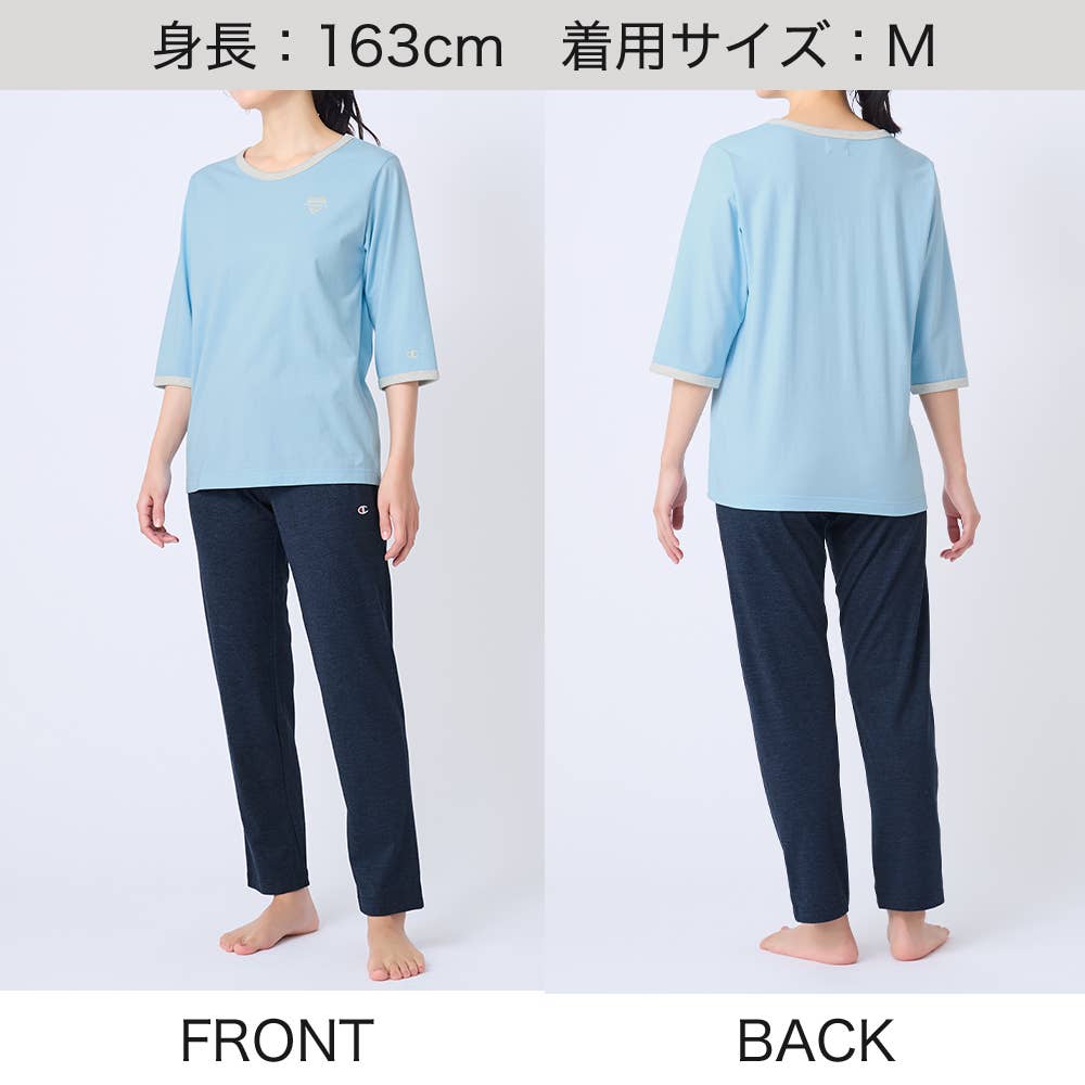【Champion・綿混】ルームウェア 7分袖長パンツ OL4206 E3