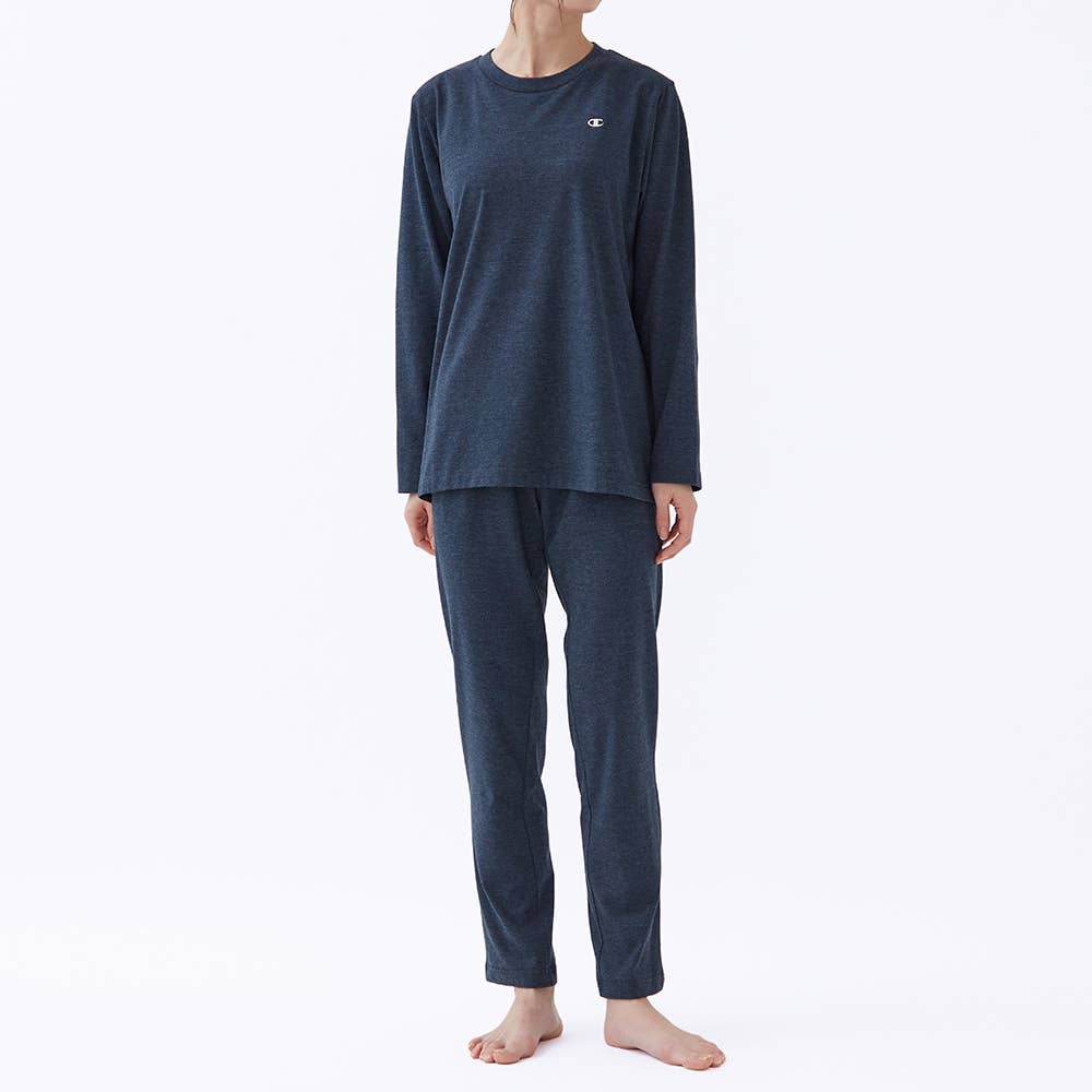 【 綿混 天竺 】 ルームウェア 長袖長パンツ OL4213 ネービーブルー