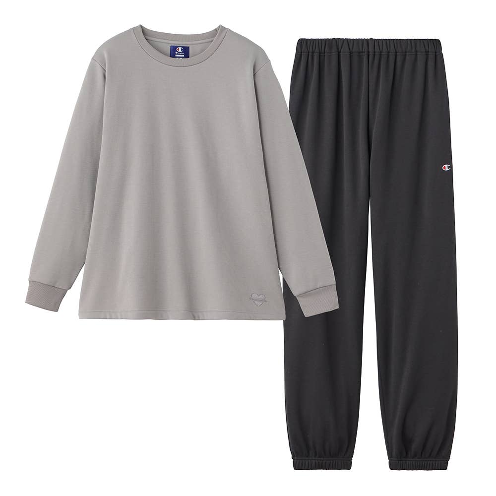 【裏ボア】長袖長パンツ ハートロゴルームウェア OL8825 グレー