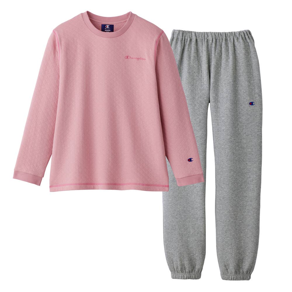 表裏綿100％ カジュアルなルームウェア 長袖長パンツ OL8834 ピンク