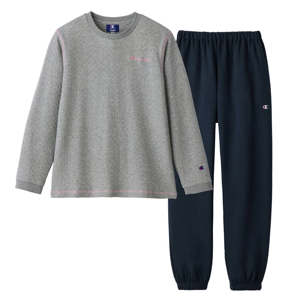 表裏綿100％ カジュアルなルームウェア 長袖長パンツ OL8834 グレー