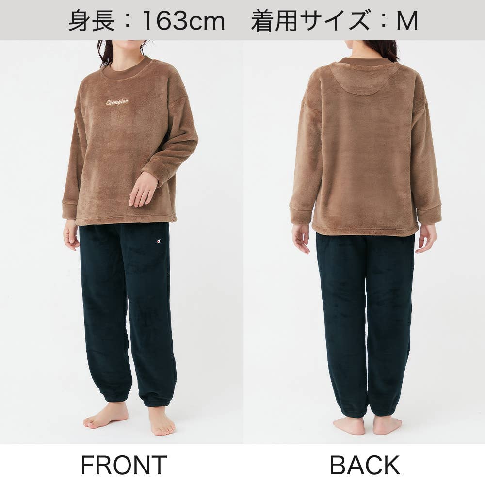 【両面起毛 ボア】 カジュアルな 長袖長パンツ ルームウェア OL8836 E3