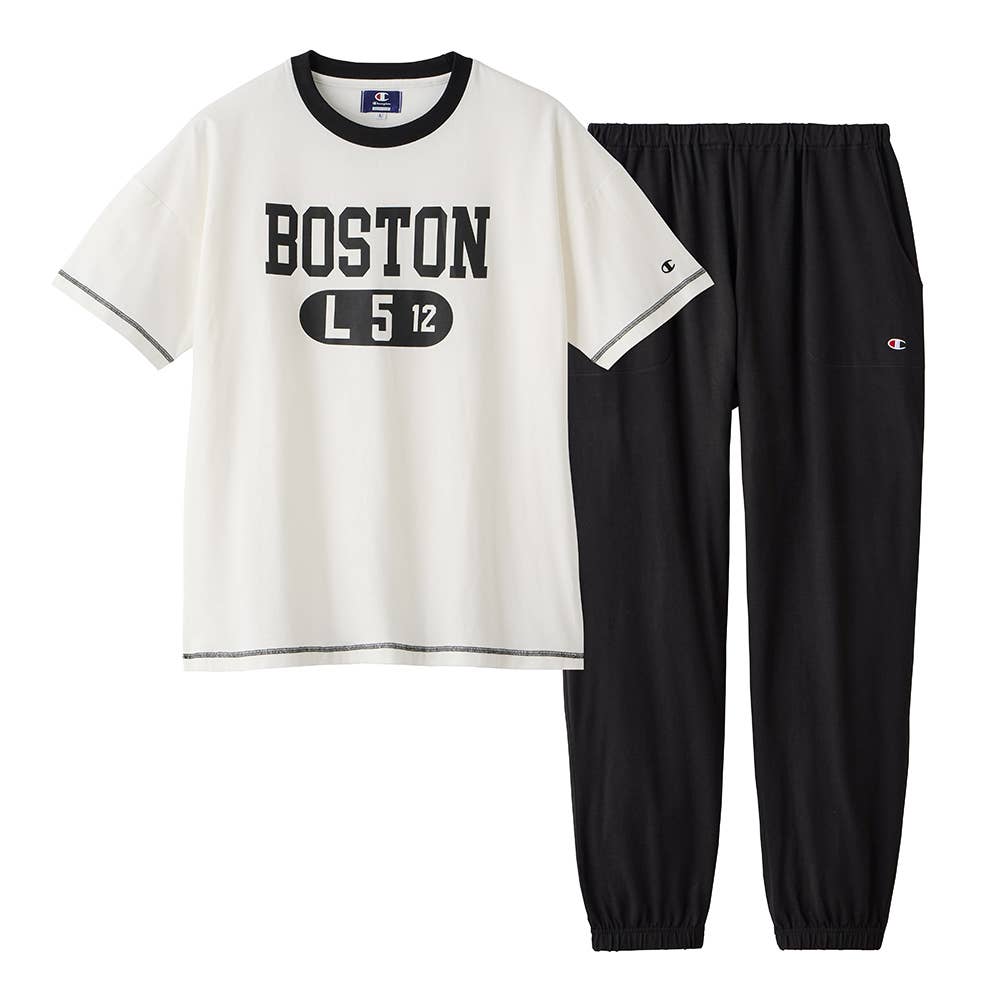 綿100％ 天竺 ルームウェア 半袖長パンツ【SALE】 OM3005 ホワイト