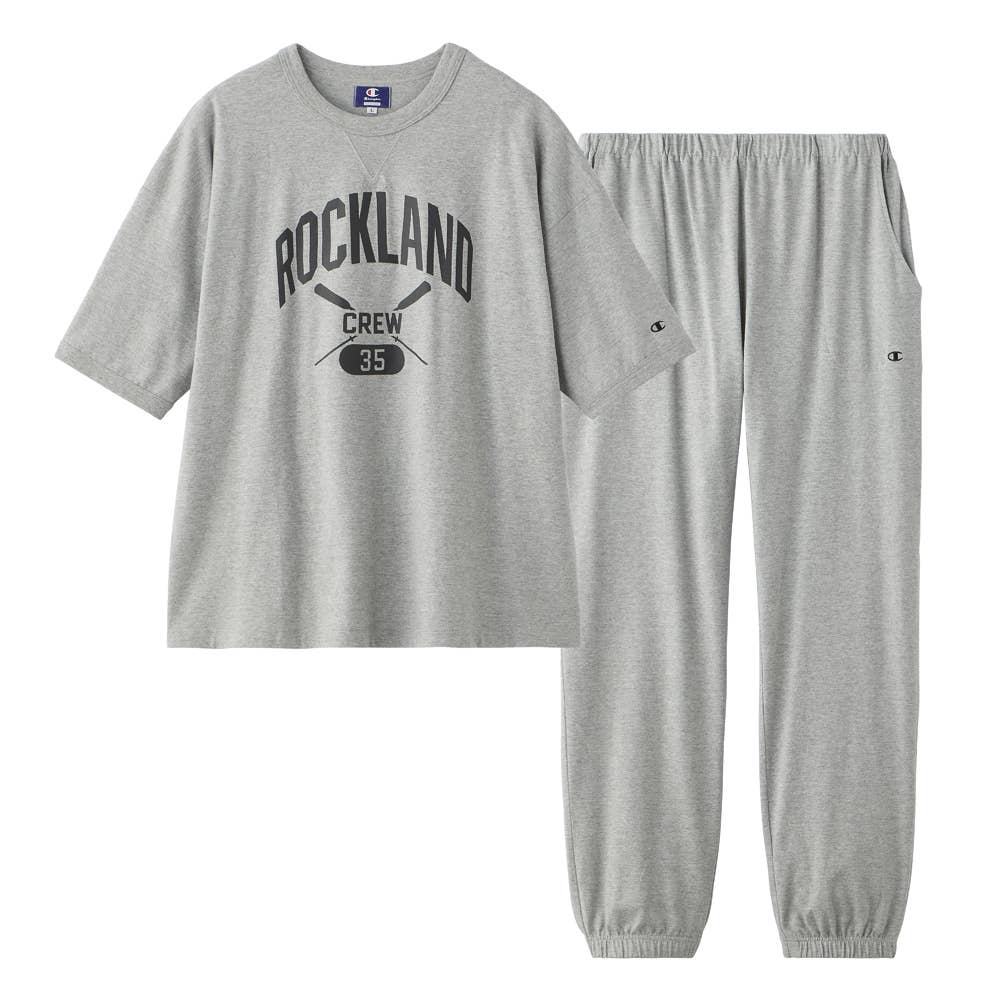 【Champion・綿100%】ルームウェア 半袖長パンツ OM3006 グレー