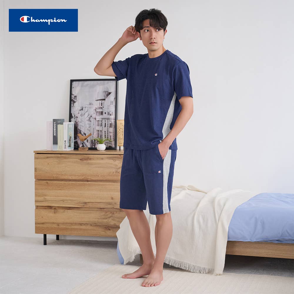 【Champion・綿混】吸汗速乾 メッシュ ルームウェア 半袖半パンツ