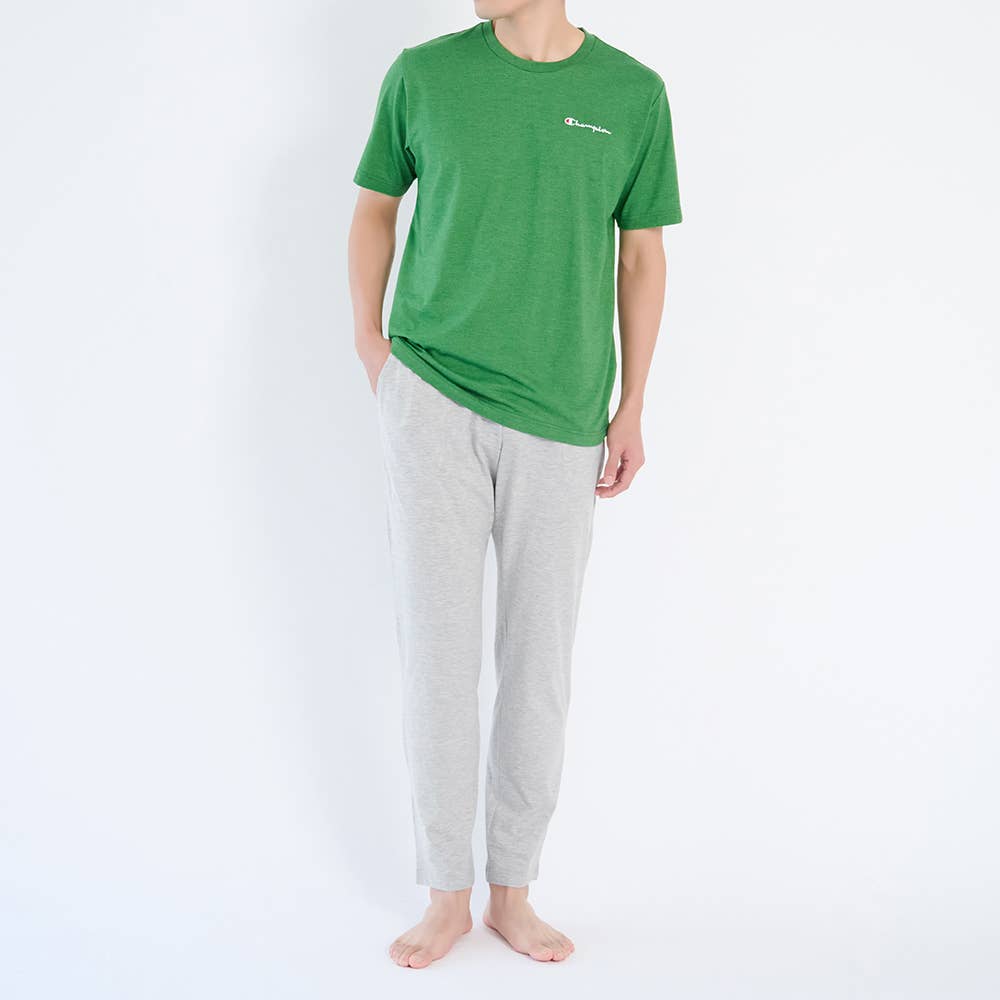 【 綿混 天竺 ルームウェア 】 半袖長パンツ OM3053 グリーン