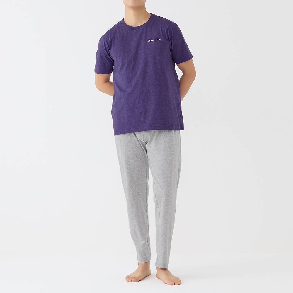 【 綿混 天竺 ルームウェア 】 半袖長パンツ OM3053 パープル