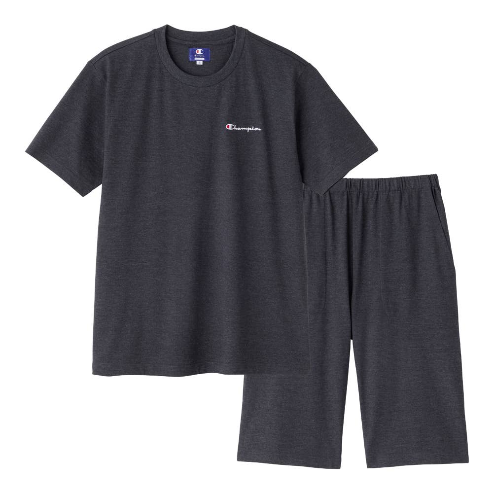 【 綿混 天竺 】 ルームウェア 半袖半パンツ OM3093 ブラック