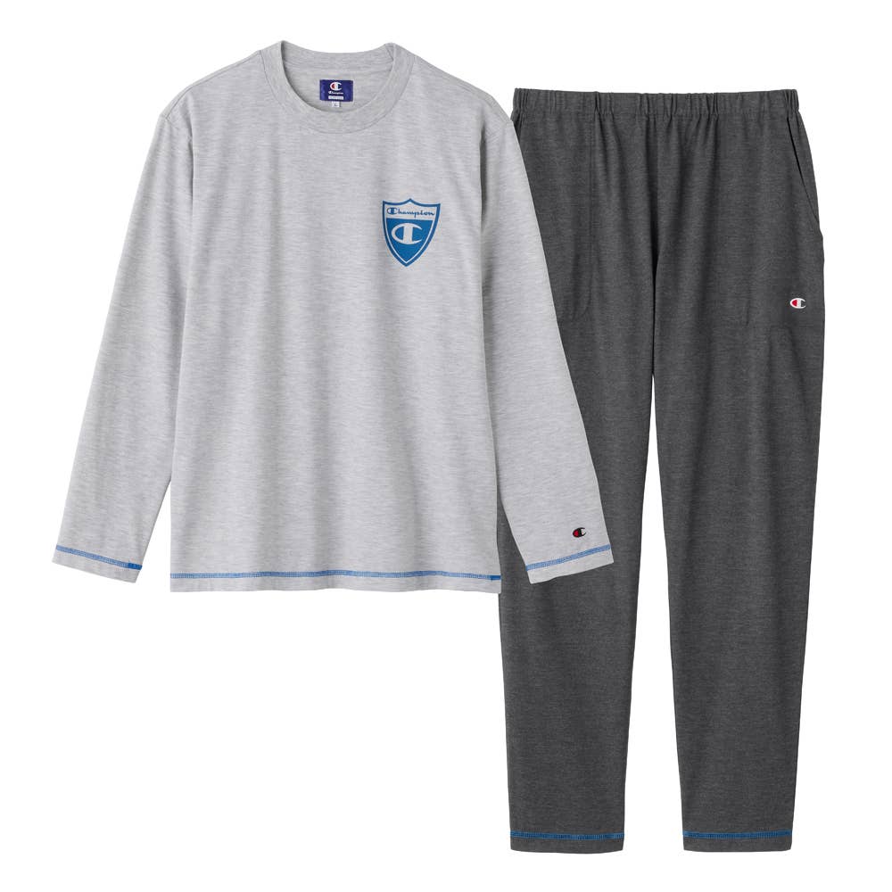 【Champion・綿混】ルームウェア 長袖長パンツ OM4006 グレー